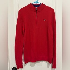 Vineyard Vines Men's Red Zip-Up Sweater